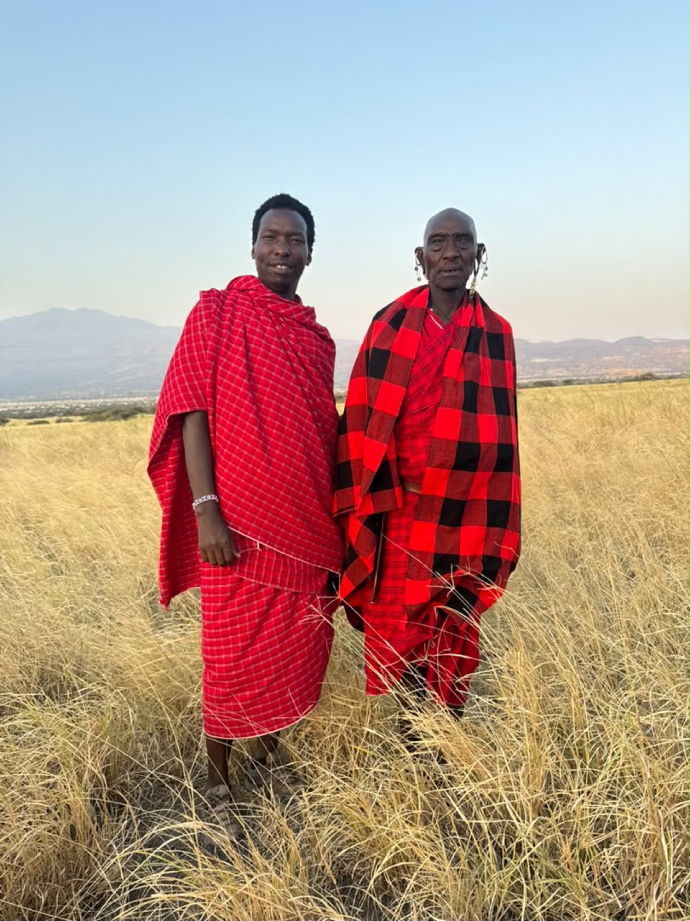 Two Maasai chiefs in the savannah