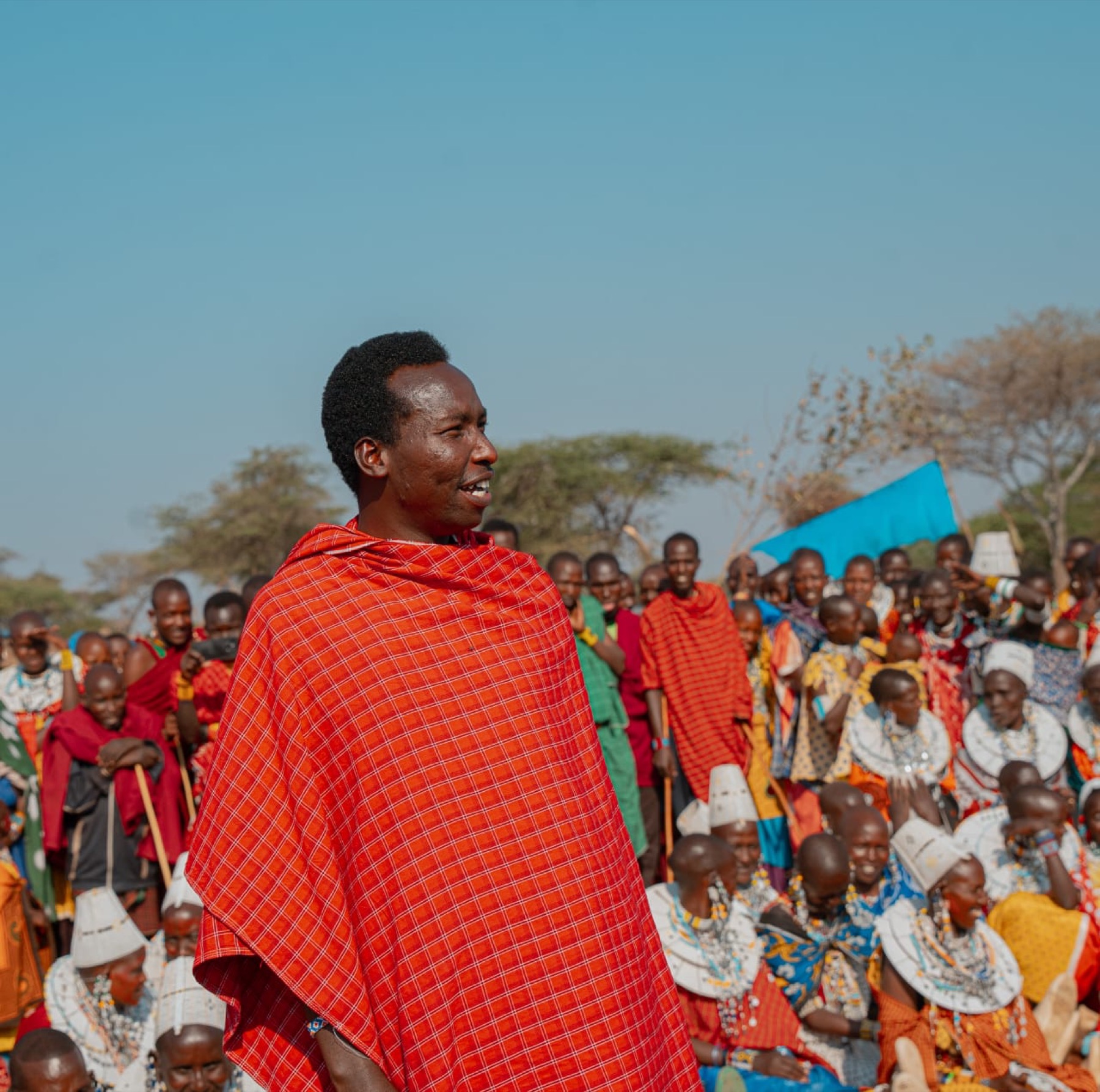 Maasai Chief Kiaro with his community